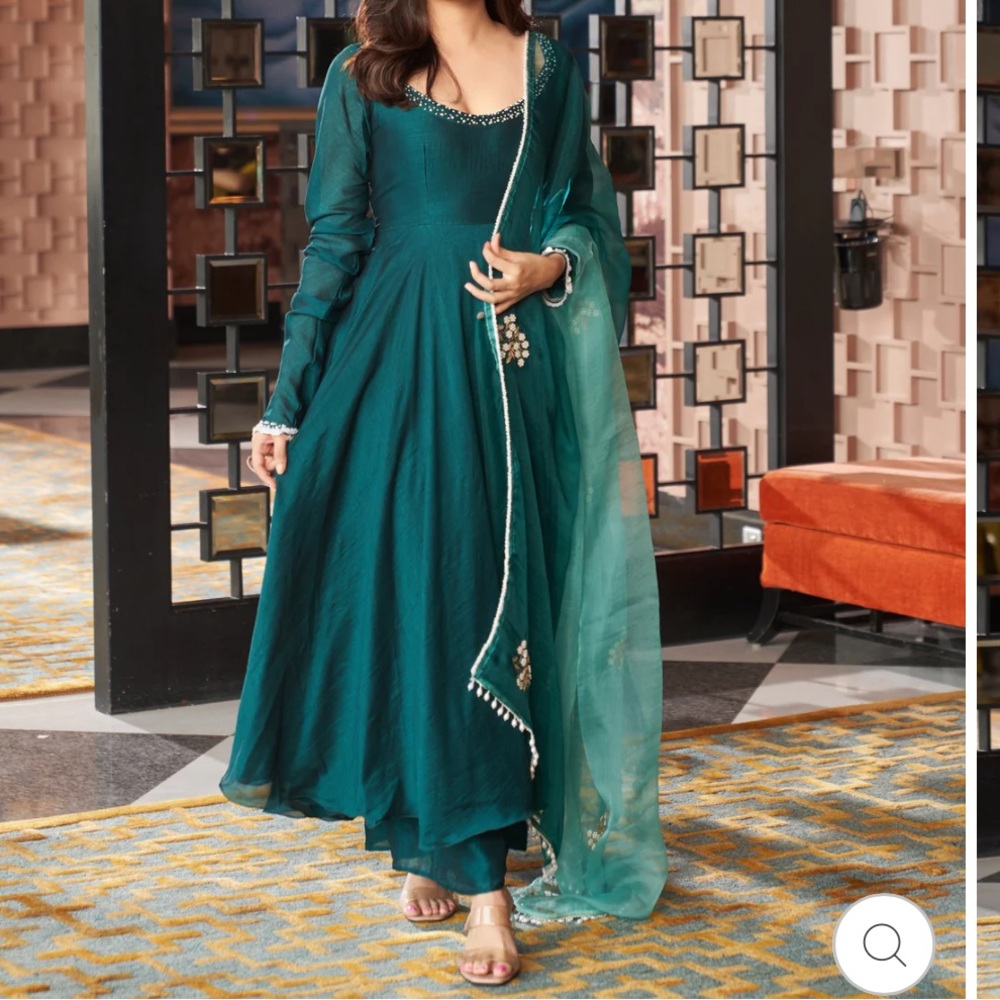 Green anarkali set